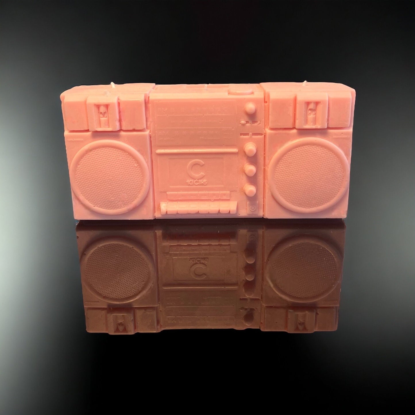 Ghetto blaster boombox radio candle Vegan Pink 21 cm Bougie hip hop bougie