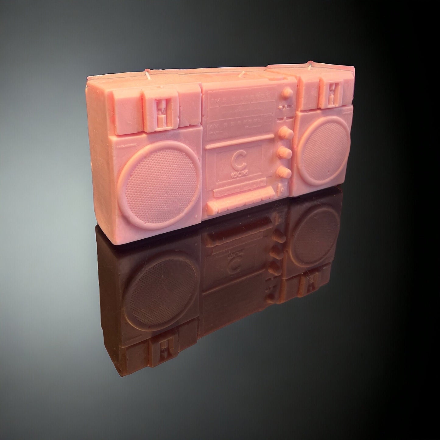 Ghetto blaster boombox radio candle Vegan Pink 21 cm Bougie hip hop bougie