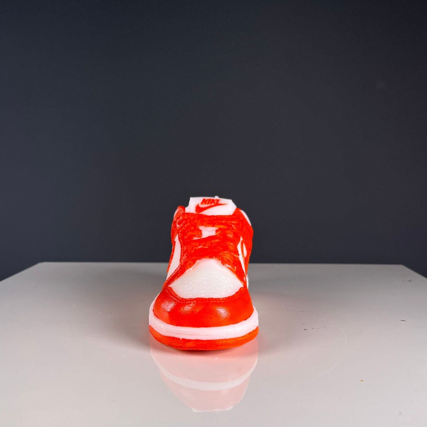 Dunk Low White / Syracuse custom Candle Vegan Sneaker Bougie Basket 7,5 in