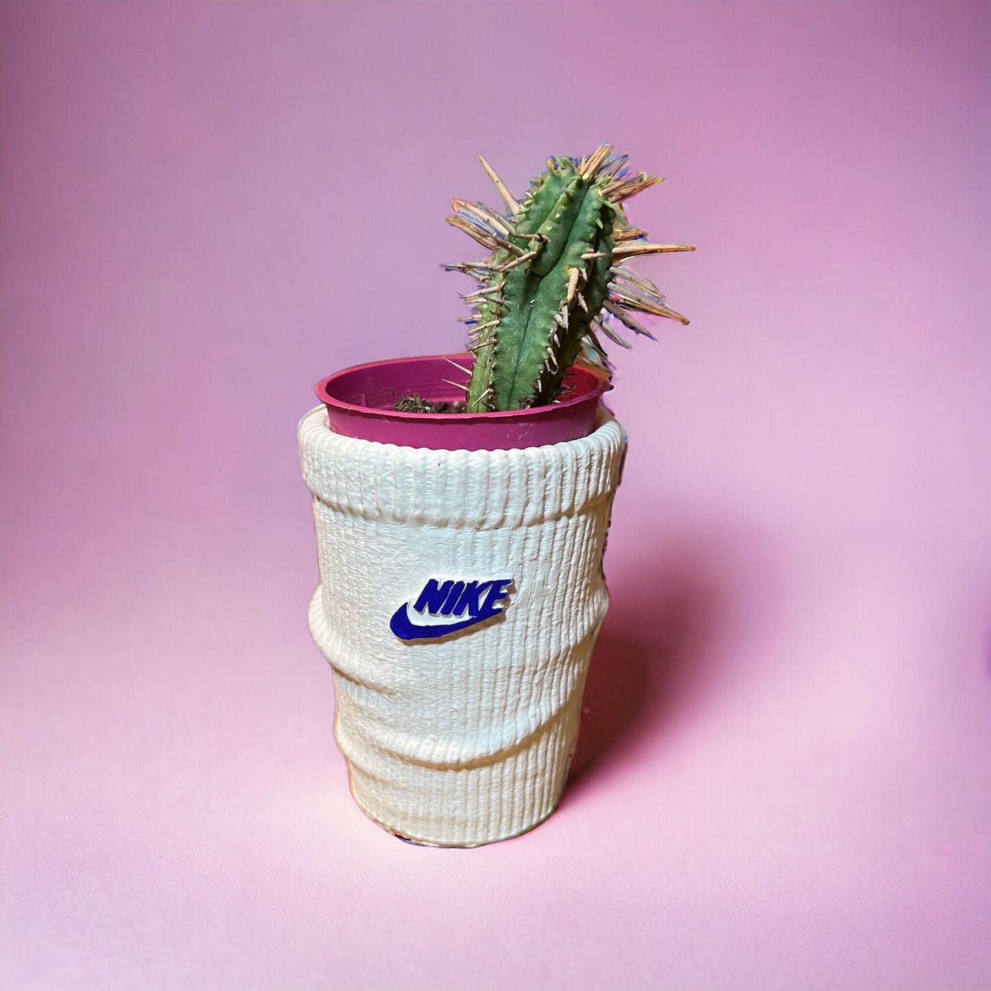 Sock Mini planter blue swoosh pot de fleur Low ceramic AF1 sneakers Basket 3.5 in / 9 cm