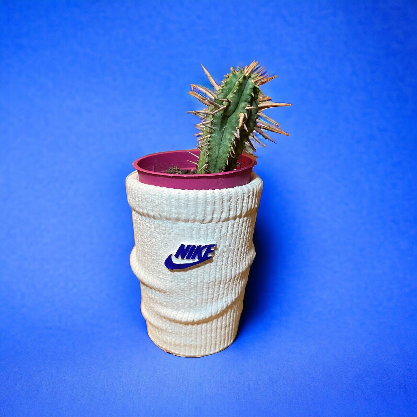 Sock Mini planter blue swoosh pot de fleur Low ceramic AF1 sneakers Basket 3.5 in / 9 cm