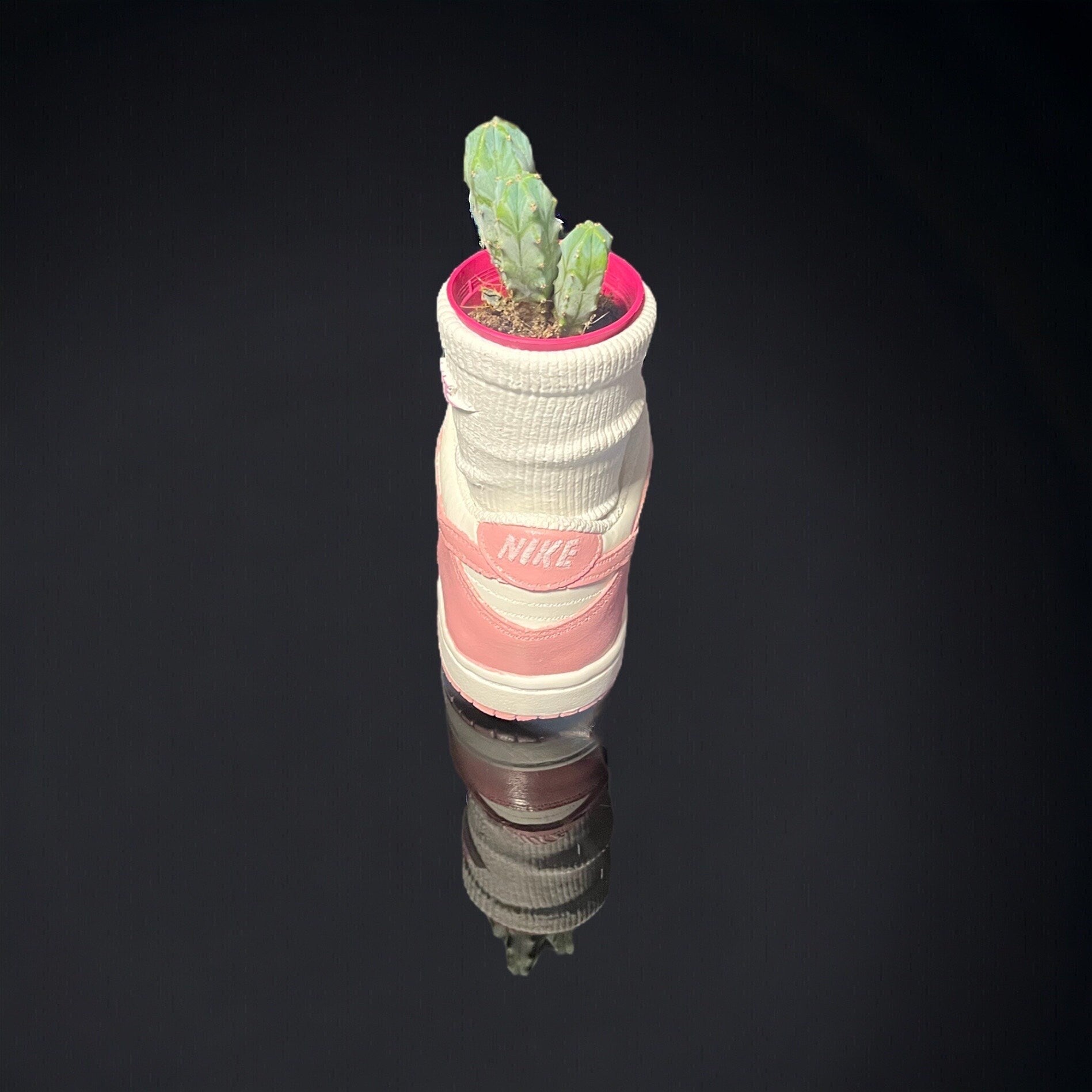 Dunk Low Pink Custom Sock planter pot de fleurs ceramic Sneakers 8 in / 20 cm