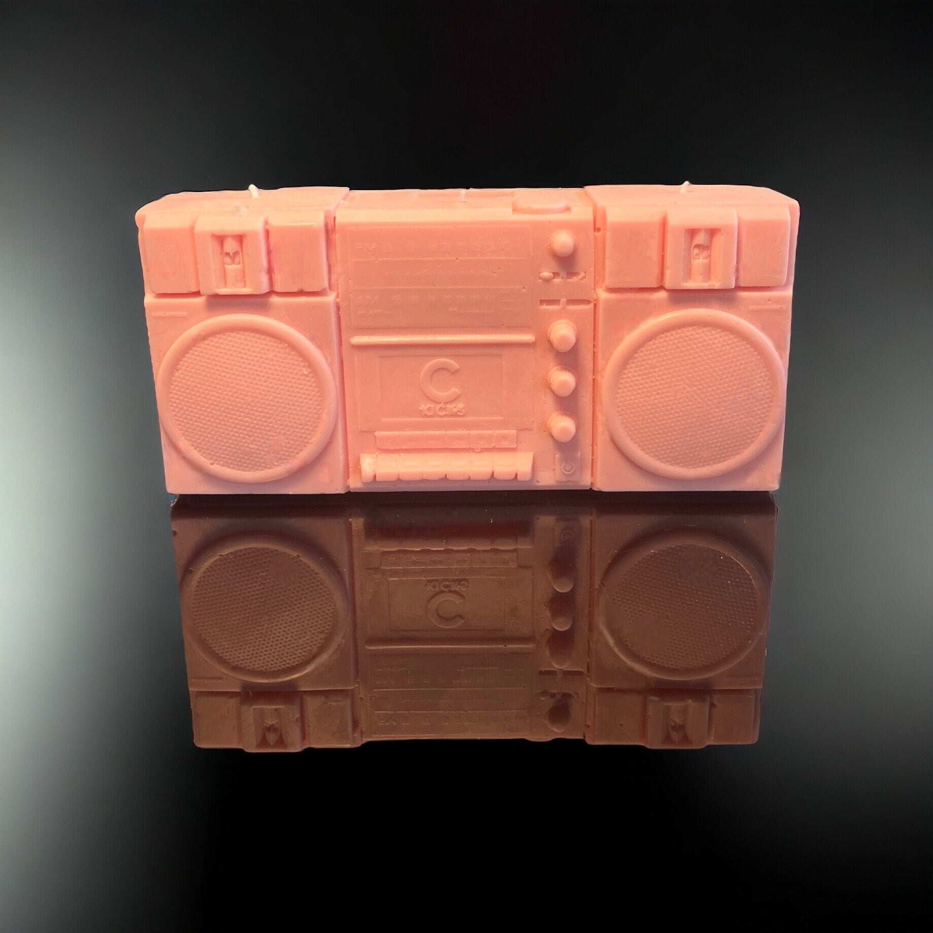 Ghetto blaster boombox radio candle Vegan Pink 21 cm Bougie hip hop bougie